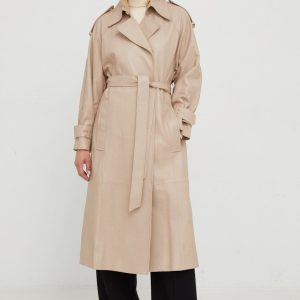 AW22-KPD046_80X_F1.jpg Ivy Oak palton de piele femei, culoarea bej, de tranzitie