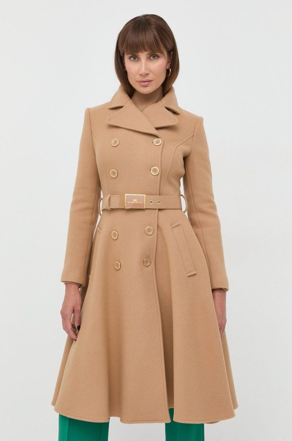 AW22-KPD06S_80X_F1.jpg Elisabetta Franchi palton de lana culoarea bej, de tranzitie