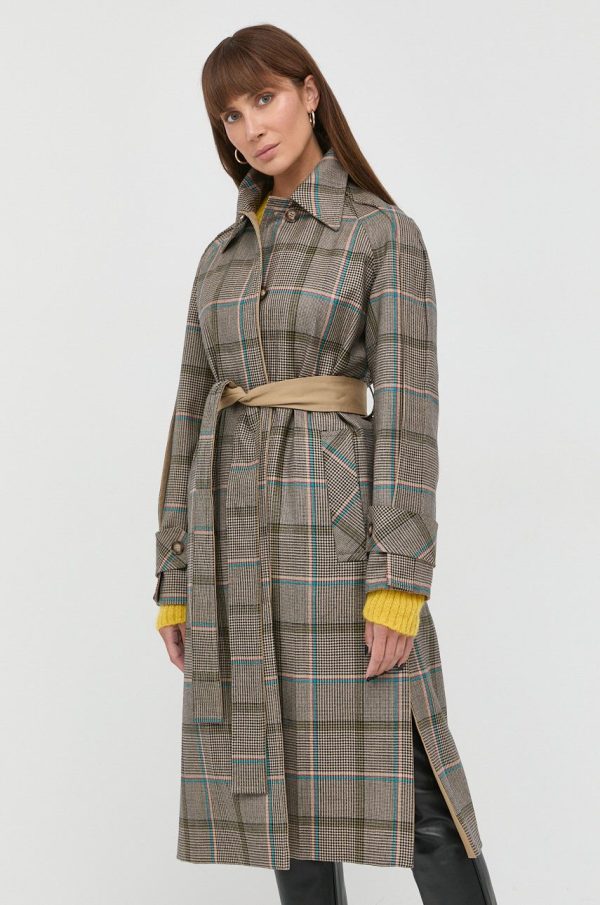 Victoria Beckham palton cu doua fete femei, culoarea bej, de tranzitie
