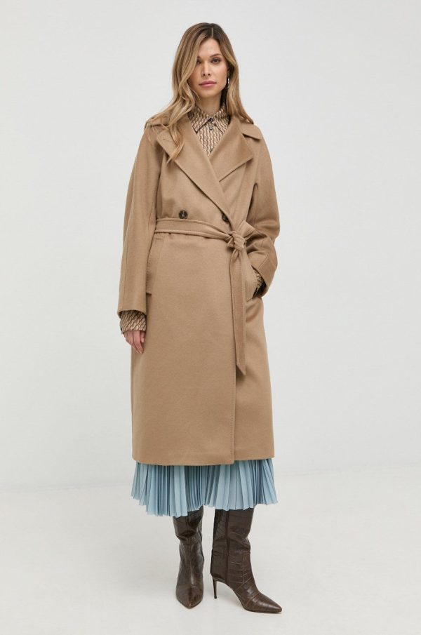 AW22-KPD09N_82X_F1.jpg Weekend Max Mara palton de lana culoarea maro, de tranzitie