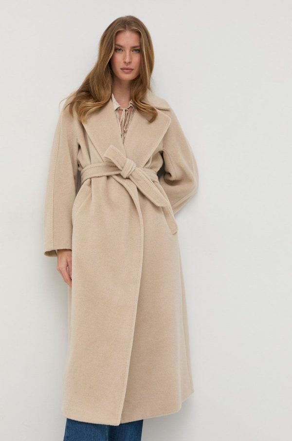 AW22-KPD09P_01X_F1.jpg Weekend Max Mara palton de lana culoarea bej, de tranzitie, desfacut