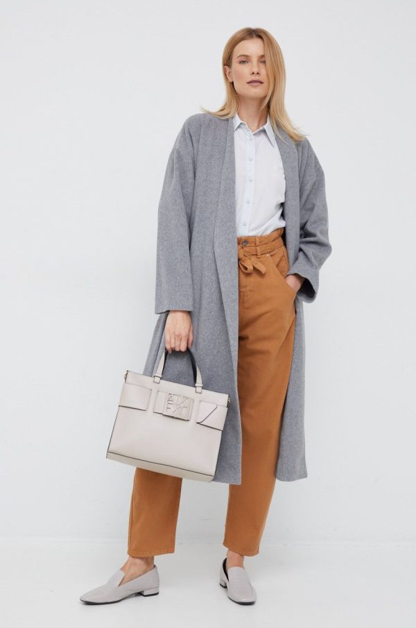 AW22-KPD0BK_90X_F1.jpg Sisley palton din lana culoarea gri, de tranzitie, oversize