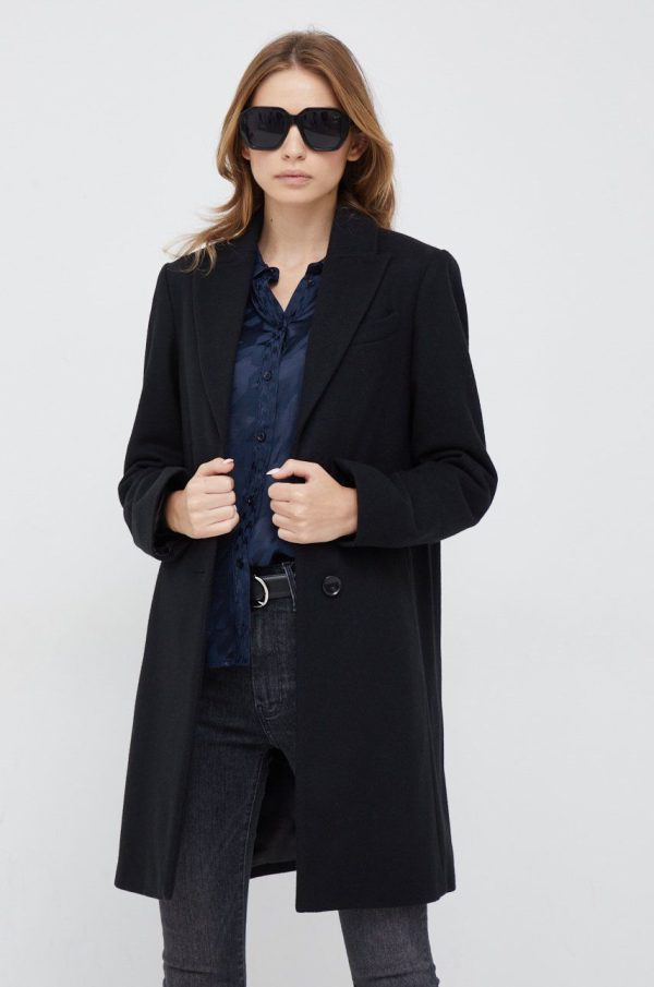 AW22-KPD0BM_99X_F1.jpg Sisley palton din lana culoarea negru, de tranzitie