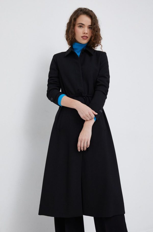 AW22-KPD0BR_99X_F1.jpg United Colors of Benetton palton femei, culoarea negru, de tranzitie