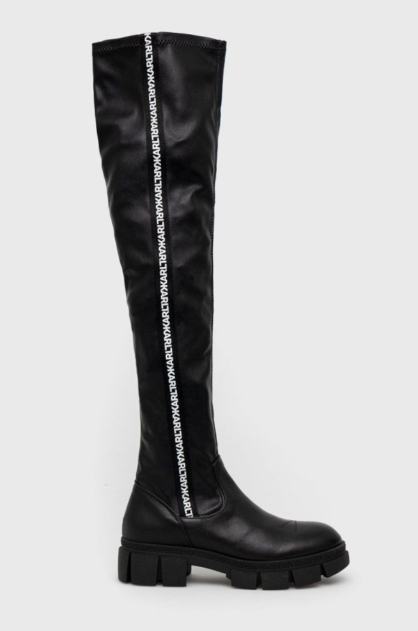 AW22-OBD3FO_99X_F1.jpg Karl Lagerfeld ghete de piele Aria femei, culoarea negru, cu toc plat