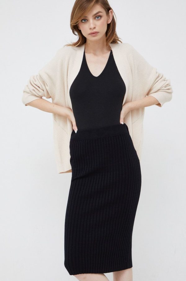Vero Moda fusta culoarea negru, midi, drept