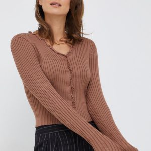Vero Moda cardigan femei, culoarea maro, light