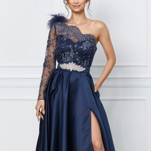 Rochie MBG bleumarin cu dantela la bust