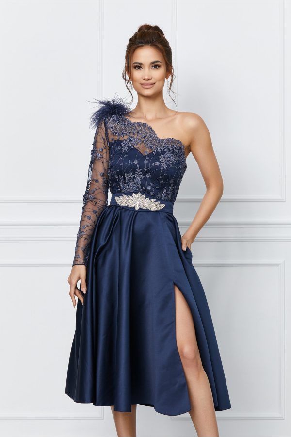 Rochie MBG bleumarin cu dantela la bust