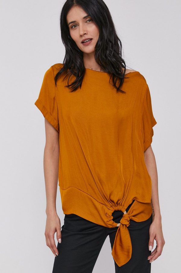 SS21-BDD0BF_17X_F1.jpg Sisley Bluză femei, culoarea galben, material neted