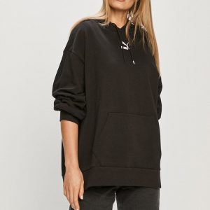 Puma Hanorac de bumbac 530412 femei, culoarea negru, material neted