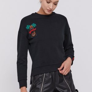 After Label Hanorac de bumbac femei, culoarea negru, cu imprimeu