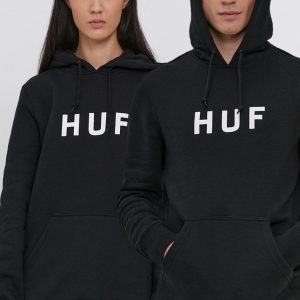 HUF Bluză culoarea negru, cu imprimeu