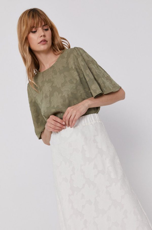 Dkny Bluză femei, culoarea verde, in modele florale