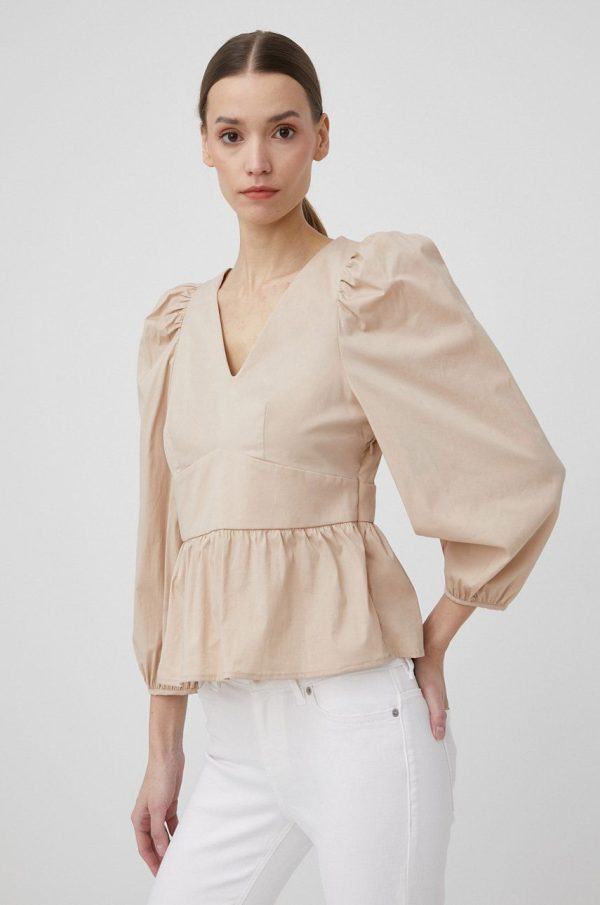 Y.A.S bluza femei, culoarea bej, neted