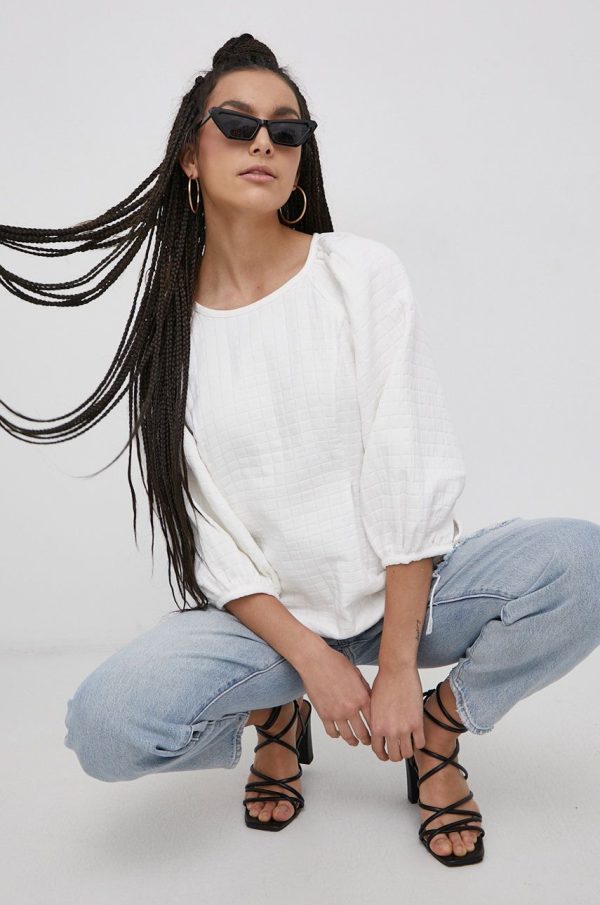 Levi's Bluză femei, culoarea alb, material neted