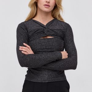 AllSaints Bluză femei, culoarea negru, melanj