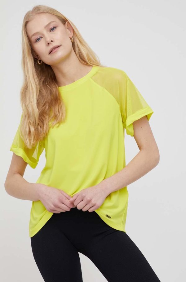 Dkny bluza femei, culoarea galben, neted