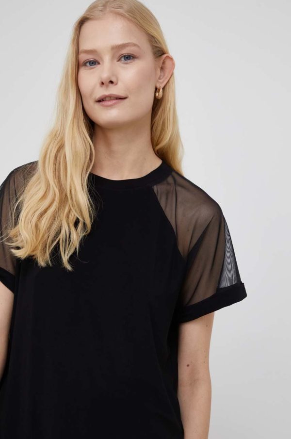 Dkny bluza femei, culoarea negru, neted