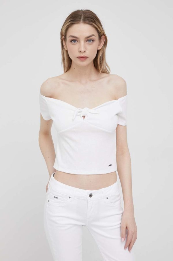 SS22-BDD09P_00X_F1.jpg Pepe Jeans bluza Beth femei, culoarea alb, neted