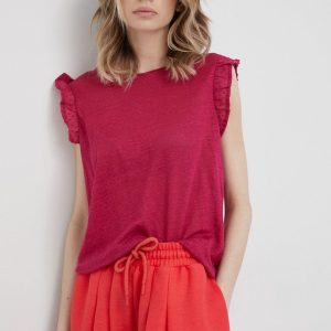 SS22-BDD09T_44X_F1.jpg Pepe Jeans bluza din in Daysies femei, culoarea violet, neted