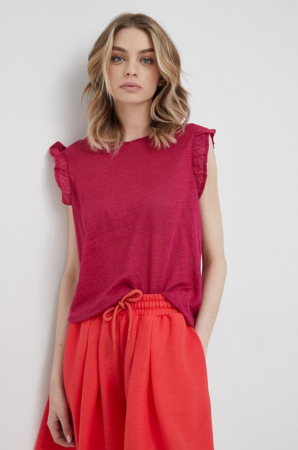 SS22-BDD09T_44X_F1.jpg Pepe Jeans bluza din in Daysies femei, culoarea violet, neted