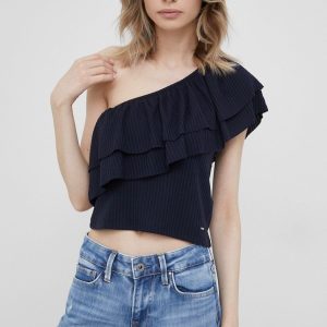 SS22-BDD0A5_59X_F1.jpg Pepe Jeans bluza Baris femei, culoarea albastru marin, neted