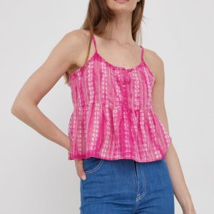SS22-BDD0AA_43X_F1.jpg Pepe Jeans bluza din bumbac Pam femei, culoarea roz, modelator