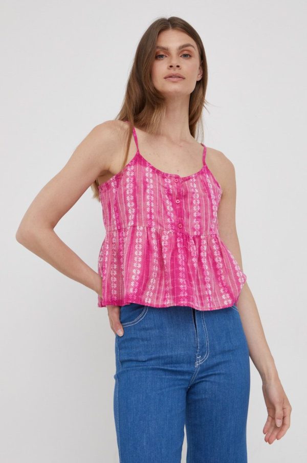 SS22-BDD0AA_43X_F1.jpg Pepe Jeans bluza din bumbac Pam femei, culoarea roz, modelator
