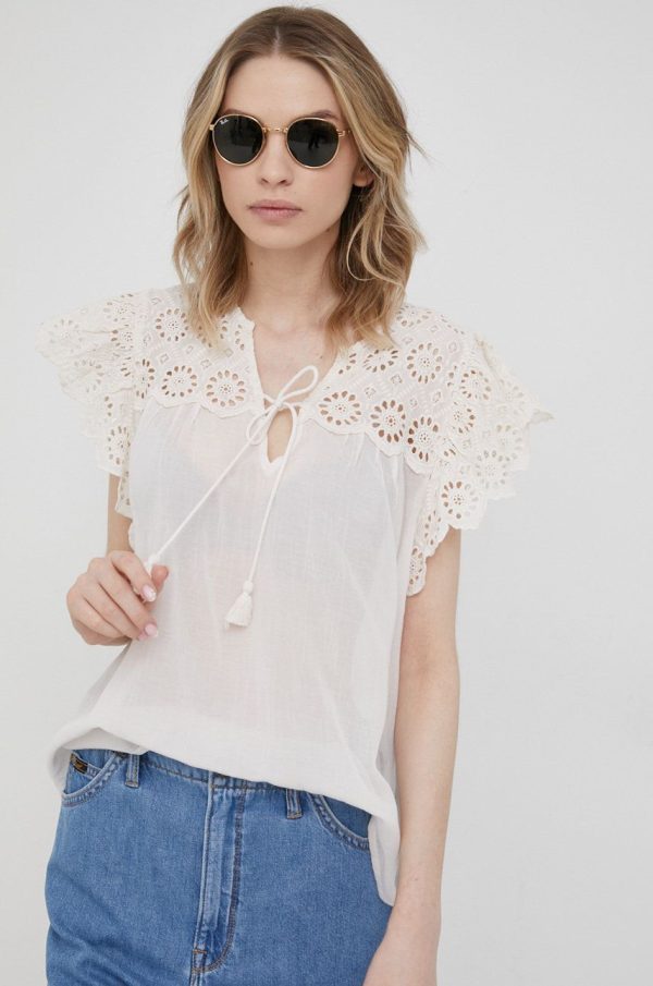 Pepe Jeans bluza Stella femei, culoarea bej, neted