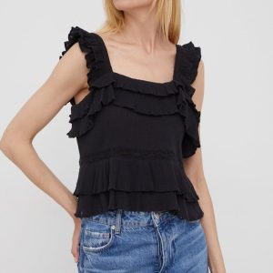 SS22-BDD0AI_99X_F1.jpg Pepe Jeans bluza din bumbac Nora femei, culoarea negru, neted