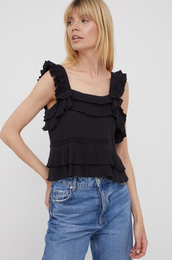 SS22-BDD0AI_99X_F1.jpg Pepe Jeans bluza din bumbac Nora femei, culoarea negru, neted