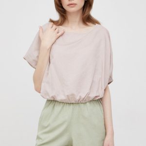 SS22-BDD0BU_03X_F1.jpg Sisley bluza din in femei, culoarea roz, neted