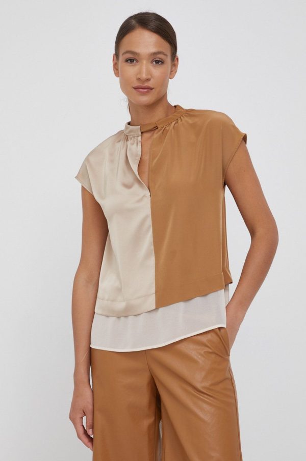 Sisley bluza femei, culoarea bej, modelator