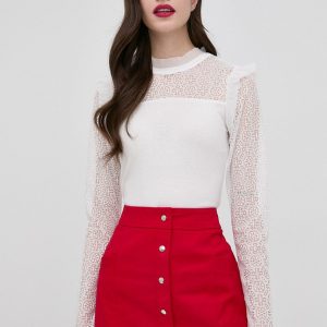Morgan bluza femei, culoarea alb, neted