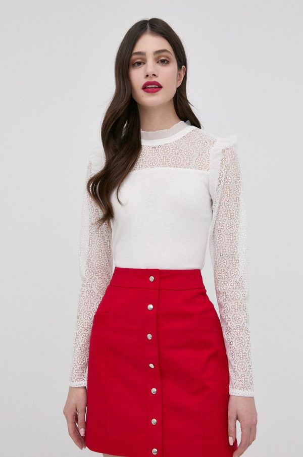 Morgan bluza femei, culoarea alb, neted