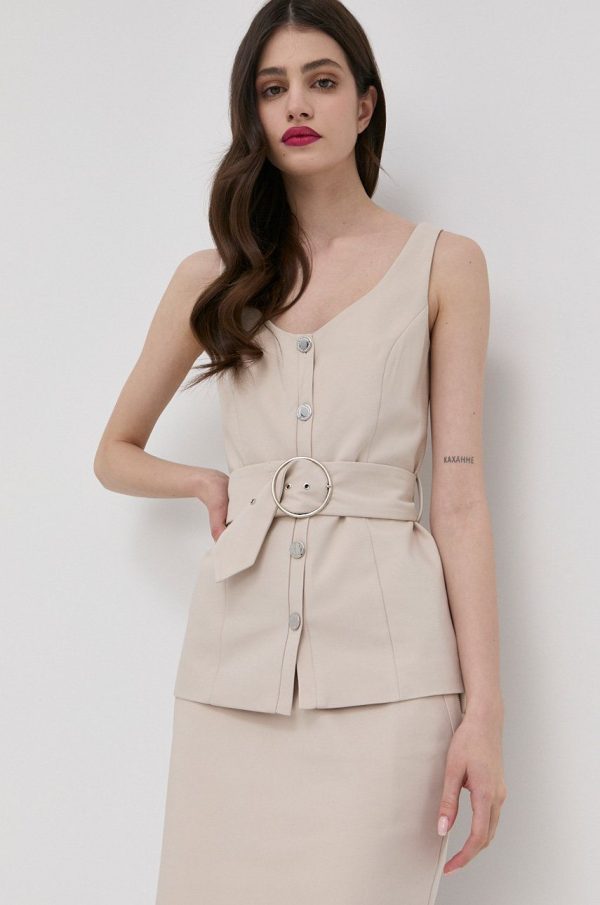 Morgan bluza femei, culoarea bej, neted