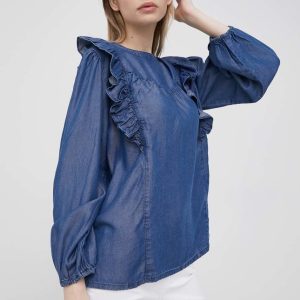 SS22-BDD0DM_54X_F1.jpg United Colors of Benetton bluza femei, culoarea violet, neted