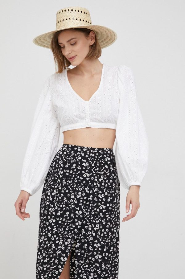 Lee bluza din bumbac femei, culoarea alb, neted