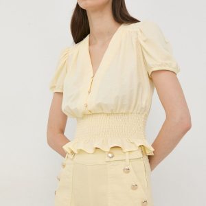 Morgan bluza femei, culoarea galben, neted