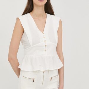 SS22-BDD0GP_00X_F1.jpg Morgan bluza femei, culoarea alb, neted