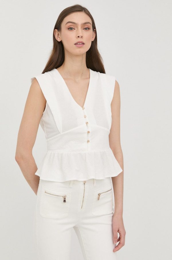 SS22-BDD0GP_00X_F1.jpg Morgan bluza femei, culoarea alb, neted