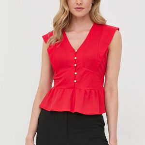SS22-BDD0GP_33X_F1.jpg Morgan bluza femei, culoarea rosu, neted