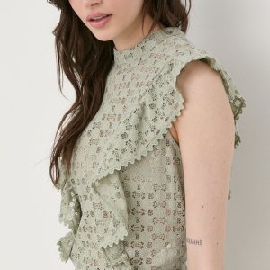 SS22-BDD0GS_07X_F1.jpg Morgan bluza femei, culoarea verde, neted