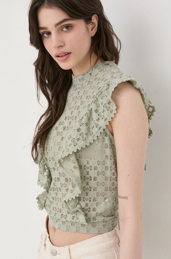 SS22-BDD0GS_07X_F1.jpg Morgan bluza femei, culoarea verde, neted