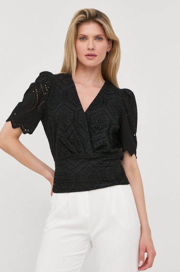 SS22-BDD0GW_99X_F1.jpg Morgan bluza din bumbac femei, culoarea negru, cu imprimeu