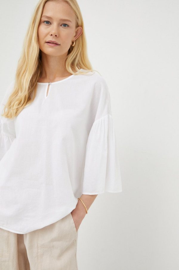 SS22-BDD0H3_00X_F1.jpg Mustang bluza din bumbac femei, culoarea alb, neted
