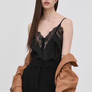 Bardot bluza femei, culoarea negru, neted
