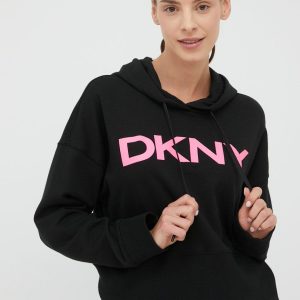 Dkny bluza femei, culoarea negru, cu imprimeu