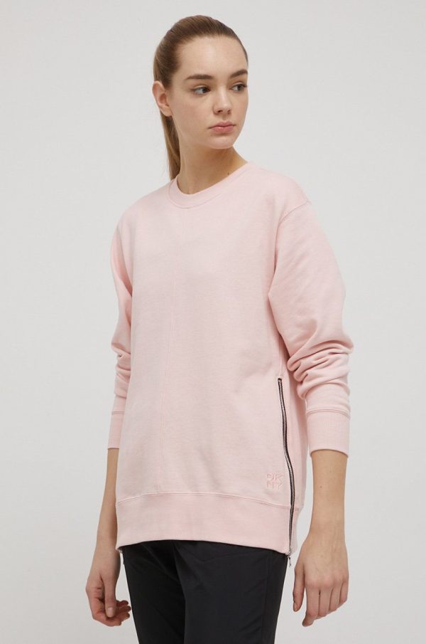 SS22-BLD00L_03X_F1.jpg Dkny hanorac de bumbac femei, culoarea roz, neted